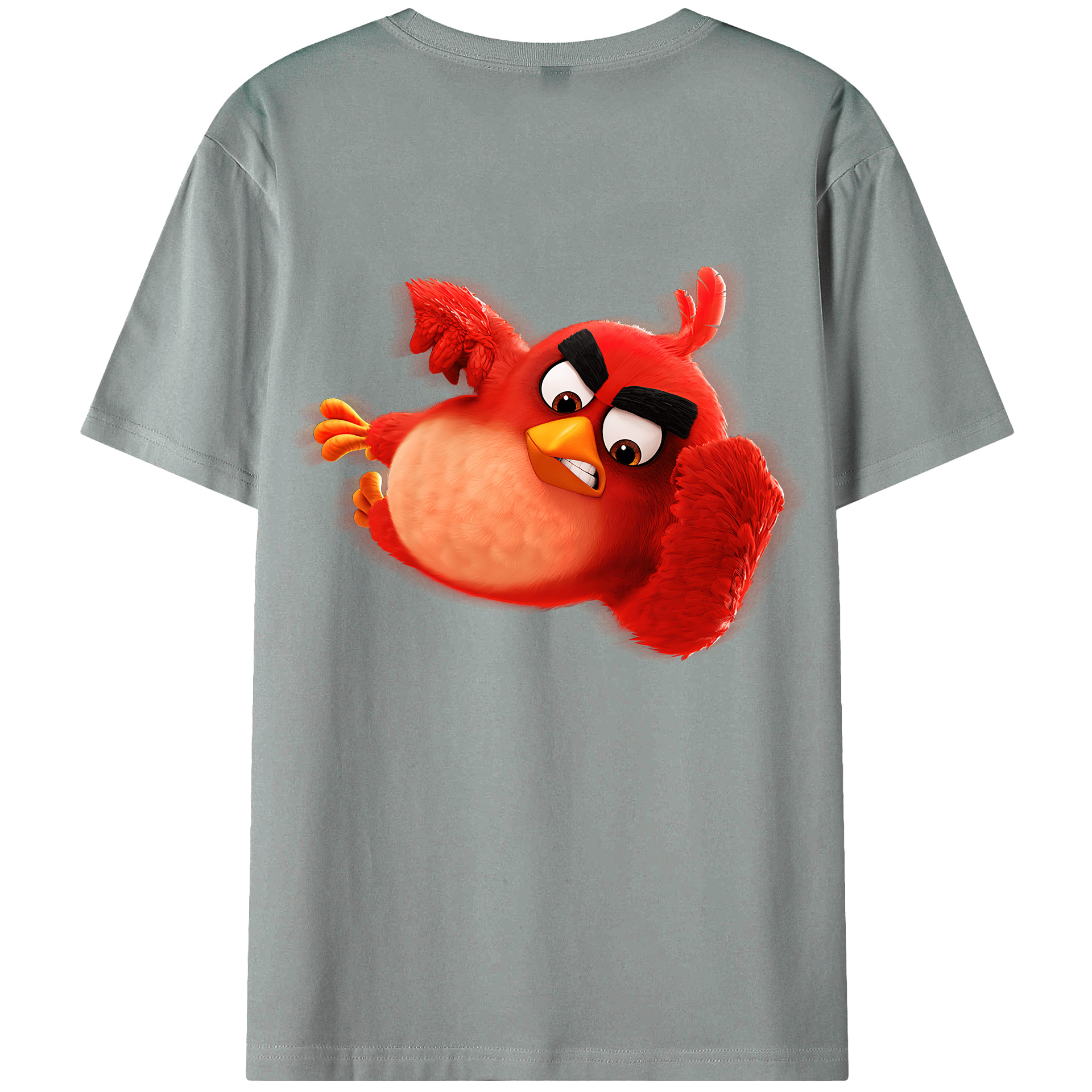 （画像用） Angry Birds アングリーバード 綿100％ メンズ半袖Tシャツ（バックプリント） 通気性